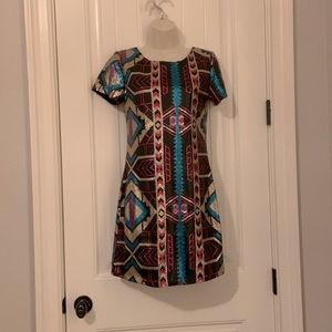 Black/multicolor sequin mini dress. Sugar&Lips, XS